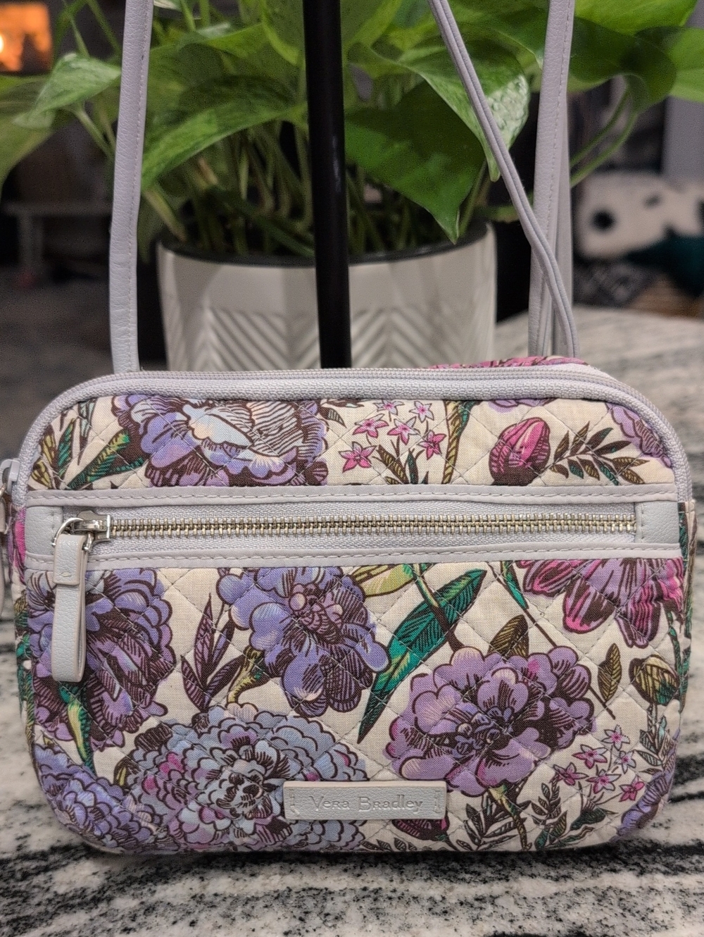 Vera Bradley Lavender Floral Quilted Crossbody Purse